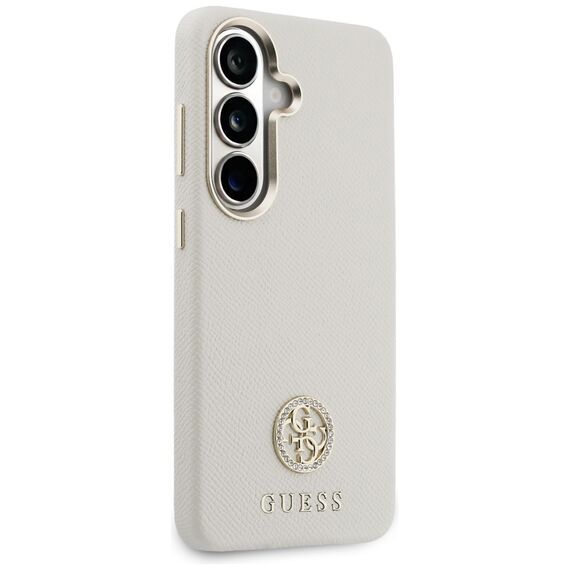 Guess Rhinestone Round Logo MagSafe Case for Samsung Galaxy S26 - Beige