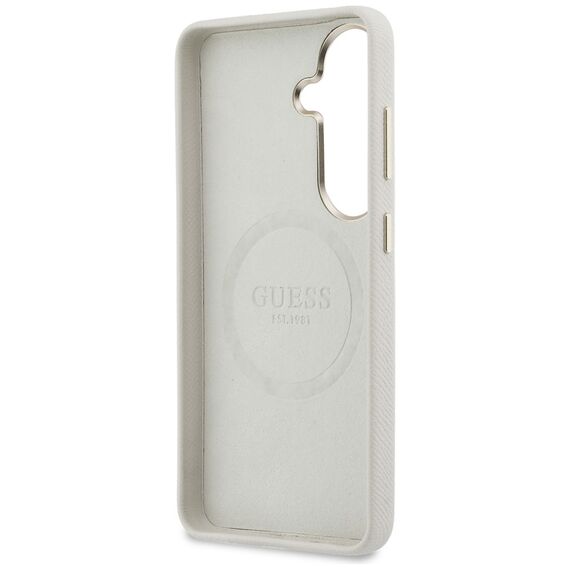 Guess Rhinestone Round Logo MagSafe Case for Samsung Galaxy S26 - Beige