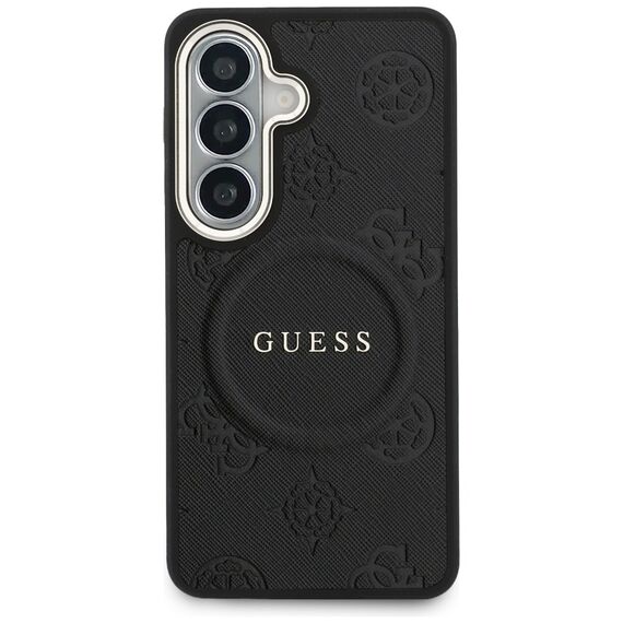Guess Saffiano Peony Embossed Ring MagSafe case for Samsung Galaxy S26 - black