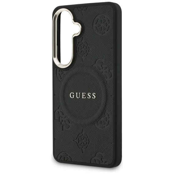 Guess Saffiano Peony Embossed Ring MagSafe case for Samsung Galaxy S26 - black
