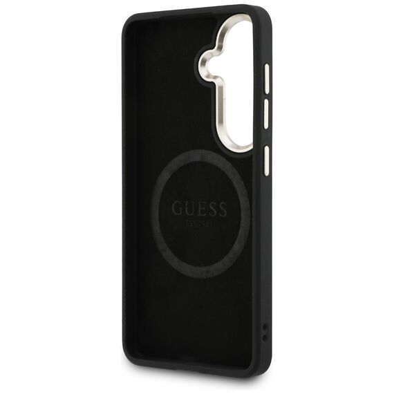 Guess Saffiano Peony Embossed Ring MagSafe case for Samsung Galaxy S26 - black