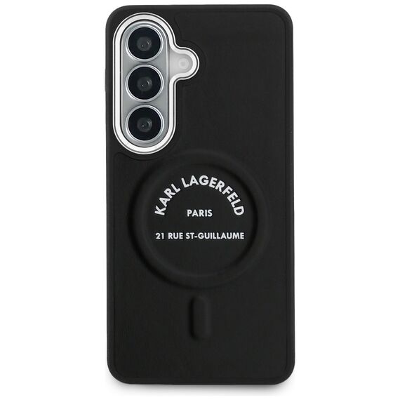 Karl Lagerfeld Embossed Ring RSG Logo MagSafe Case for Samsung Galaxy S26 - Black