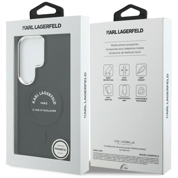 Karl Lagerfeld Embossed Ring RSG Logo MagSafe Case for Samsung Galaxy S26 Ultra - Black
