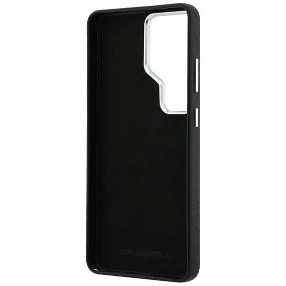 Karl Lagerfeld Grained Signature Metal Resin Logo Case for Samsung Galaxy S26 Ultra - Black