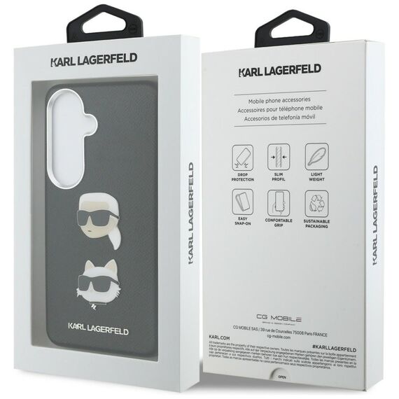 Karl Lagerfeld Saffiano Double Heads Metal Case for Samsung Galaxy S26 - Black