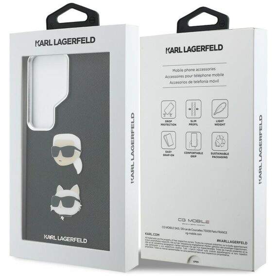 Karl Lagerfeld Saffiano Double Heads Metal Case for Samsung Galaxy S26 Ultra - Black