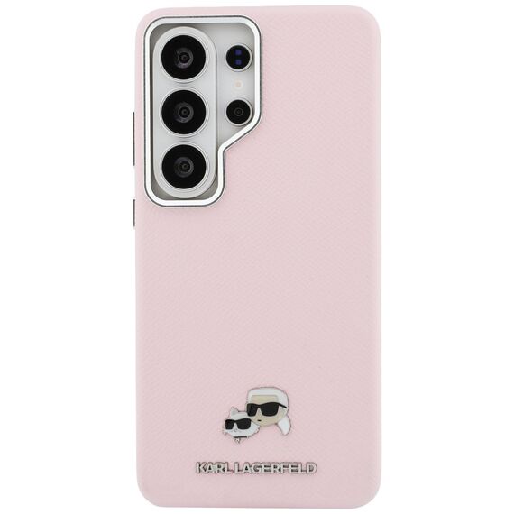Karl Lagerfeld Saffiano KC Metal Logo MagSafe Case for Samsung Galaxy S26 Ultra - Pink