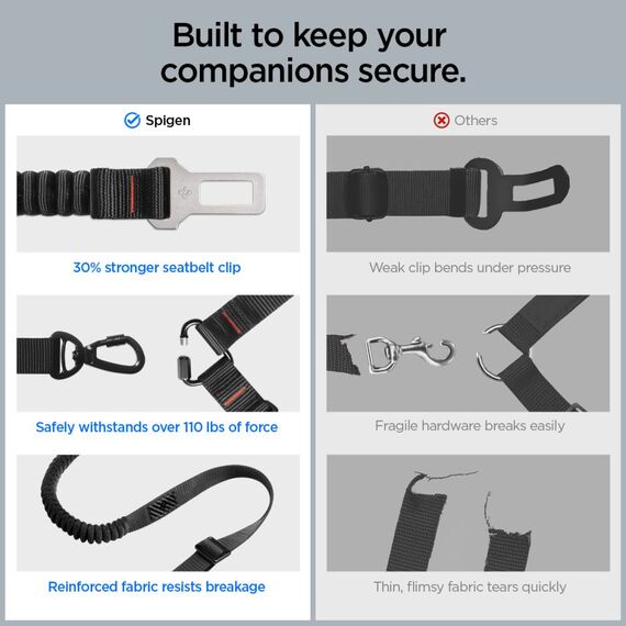 Spigen PS100 Universal Pet Seat Belt - Black