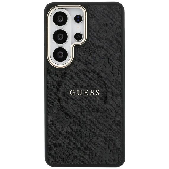 Guess Saffiano Peony Embossed Ring MagSafe Case for Samsung Galaxy S26 Ultra - Black
