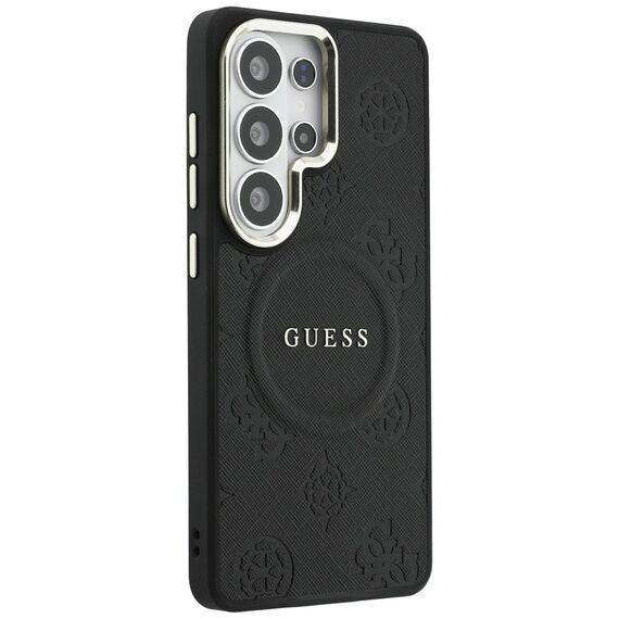 Guess Saffiano Peony Embossed Ring MagSafe Case for Samsung Galaxy S26 Ultra - Black
