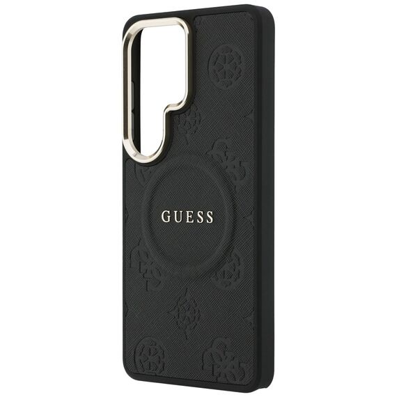 Guess Saffiano Peony Embossed Ring MagSafe Case for Samsung Galaxy S26 Ultra - Black