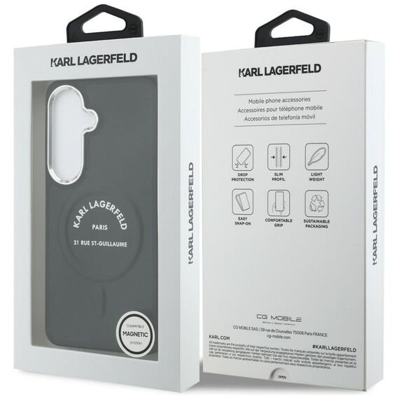 Karl Lagerfeld Embossed Ring RSG Logo MagSafe Case for Samsung Galaxy S26+ - Black