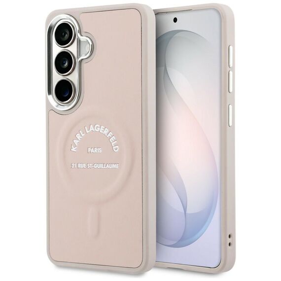 Karl Lagerfeld Embossed Ring RSG Logo MagSafe Case for Samsung Galaxy S26 - Pink