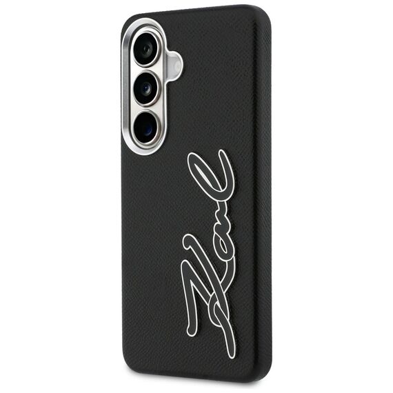 Karl Lagerfeld Grained Signature Metal Resin Logo Case for Samsung Galaxy S26 - Black