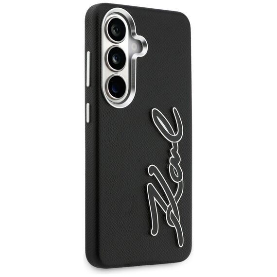 Karl Lagerfeld Grained Signature Metal Resin Logo Case for Samsung Galaxy S26 - Black
