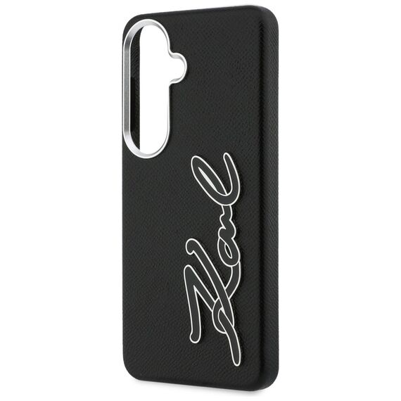 Karl Lagerfeld Grained Signature Metal Resin Logo Case for Samsung Galaxy S26 - Black