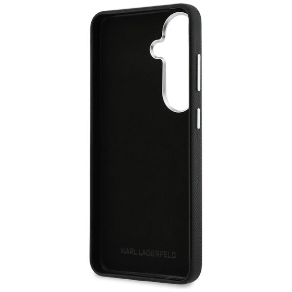 Karl Lagerfeld Grained Signature Metal Resin Logo Case for Samsung Galaxy S26 - Black