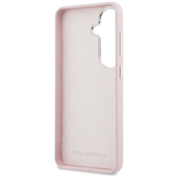 Karl Lagerfeld Grained Signature Metal Resin Logo Case for Samsung Galaxy S26 - Pink
