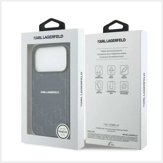 Karl Lagerfeld Monogram Logo MagSafe Case for iPhone 17 Pro - Blue