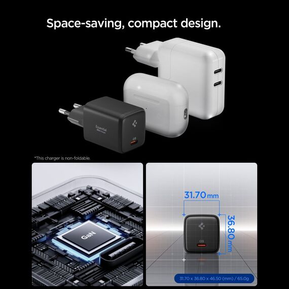 Spigen EE451EU Essential USB-C 45W Wall Charger - Black