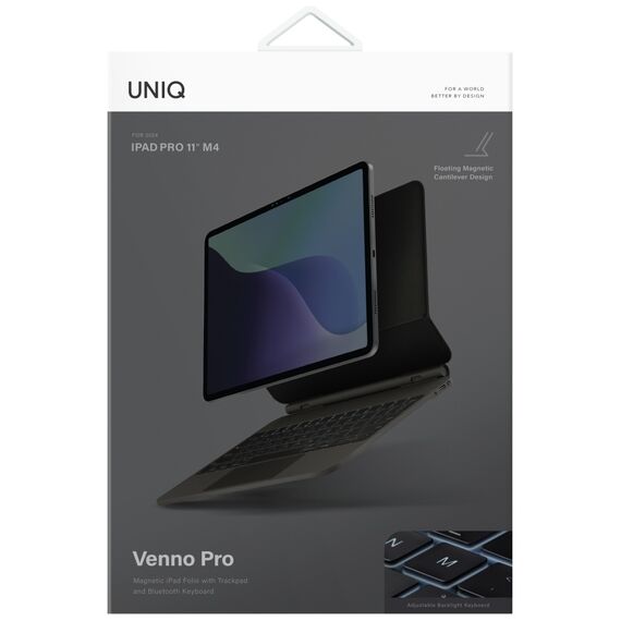 Uniq Venno Pro Magnetic Smart Case with Keyboard for iPad Pro 11" (2024/2025) - Black