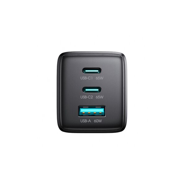 Ładowarka sieciowa Joyroom JR-TG10 65W GaN 2x USB-C + USB-A z kablem 100W USB-C - USB-C 1.2m - czarna