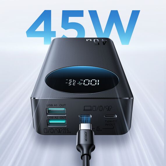 Powerbank Joyroom JR-PBF02 Pro 20000 mAh 45 W z wyświetlaczem cyfrowym 2x USB-A 2x USB-C - czarny - Travel Chargers - Smartphone Chargers - Techbox