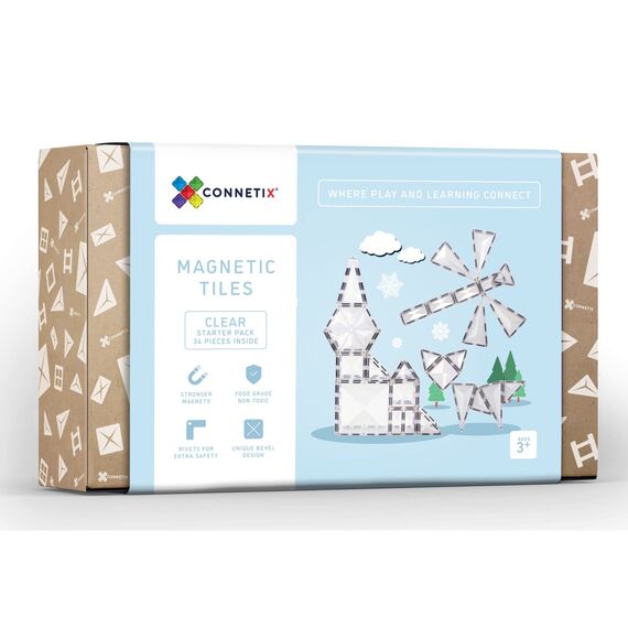 Connetix - Clear Starter Pack 34 Pieces - (CT-C-00034-ST) / Toys