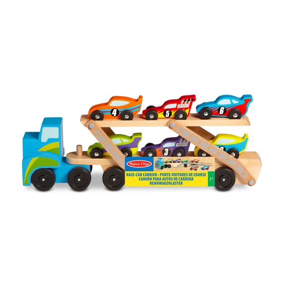 Melissa & Doug - Wooden Vehicles Car Carrier Mega Race Car (806254) / Toys