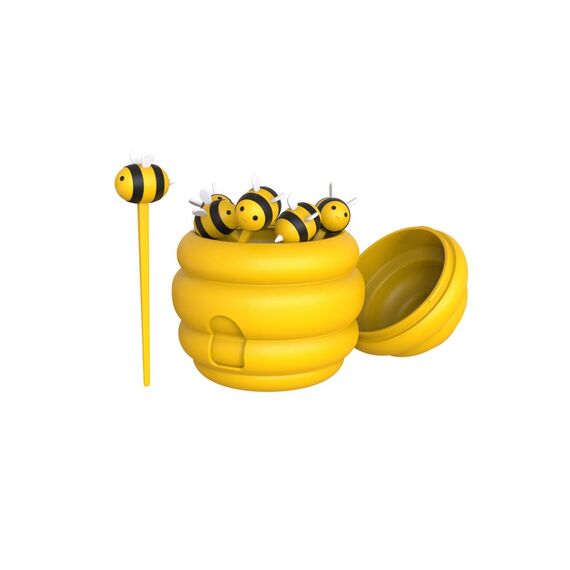 Winkee - Food Sticks with Container - Bee Food Pick Set & Bee Hive Container / Gadgets