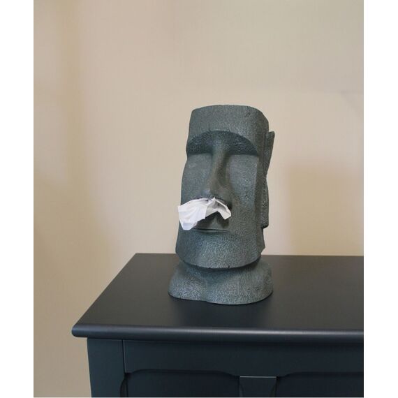 Winkee - Napkin Dispenser Moai Stone - Natural Stone Gray - Approximately 12 Inches Tall / Gadgets