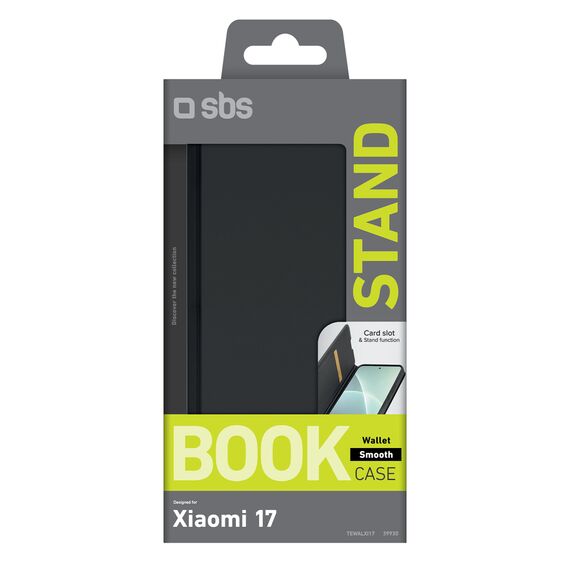 SBS Wallet Smooth Case for Xiaomi 17 with Flip - Black | Techbox