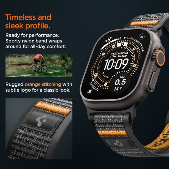 Spigen Athlex Air 2 Strap for Apple Watch (44 / 45 / 46 / 49 mm) - Black and Orange