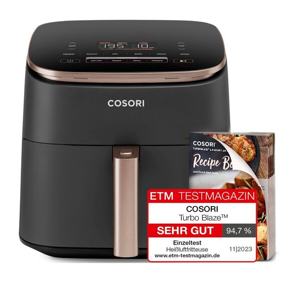 Cosori Turbo Blaze Chef Edition Single 6 L Stand-alone 1725 W Hot air fryer Black, Pink gold - Deep Fryers - Cooking - Techbox