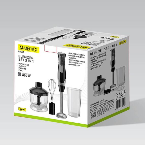 Hand blender Maestro MR-566 3-in-1 set 500 W Black - Mixers - Food preparation - Techbox