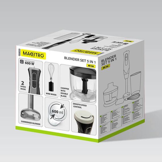 Hand blender Maestro MR-566 3-in-1 set 500 W Black - Mixers - Food preparation - Techbox