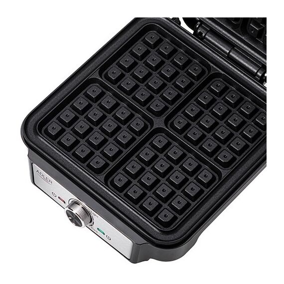 Adler AD 3083 waffle iron 4 waffle 1800 W Black, Silver - Toasters - Breakfast & Sweets - Techbox