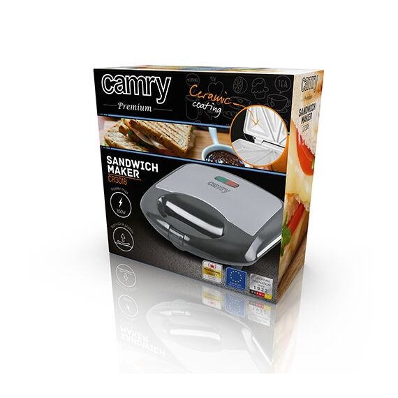 Camry Premium CR 3018 sandwich maker 700 W Black, Silver - Toasters - Breakfast & Sweets - Techbox