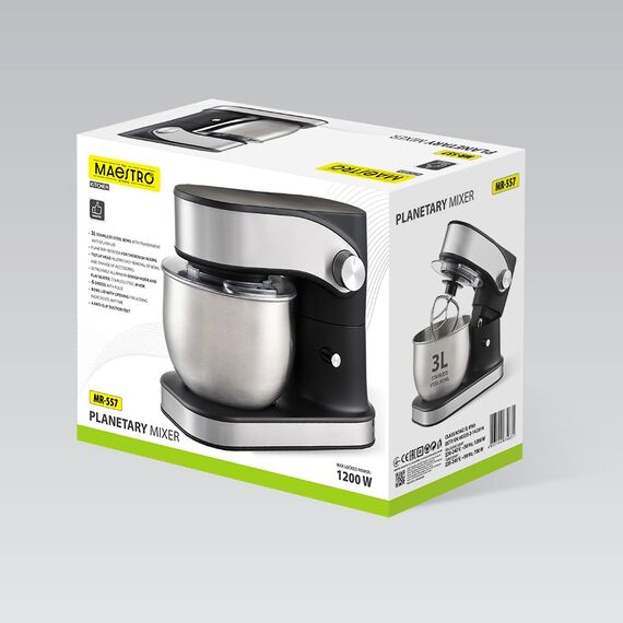 Feel-Maestro MR-557 Planetary mixer with 3 l bowl, 1200 W Black - Food Processors - Food preparation - Techbox