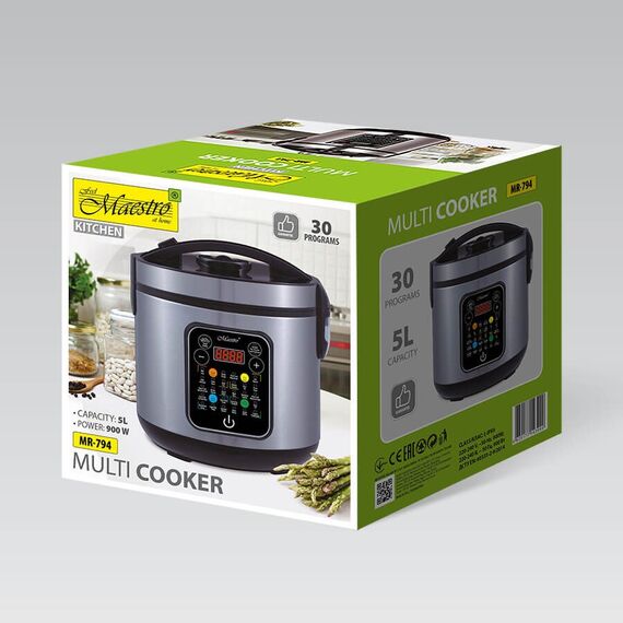 Maestro MR-794 multi cooker 5 L 900 W Black, Satin steel - Food Processors - Food preparation - Techbox