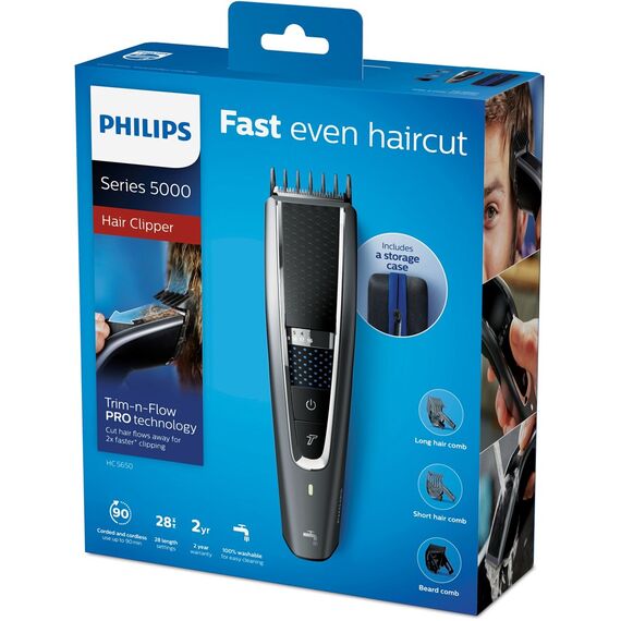 Philips 5000 series HC5650/15 hair trimmers/clipper Black, Silver | Techbox