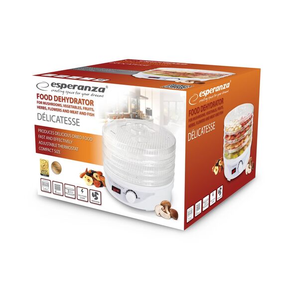 Esperanza EKD003 food dehydrator Transparent, White 250 W | Techbox