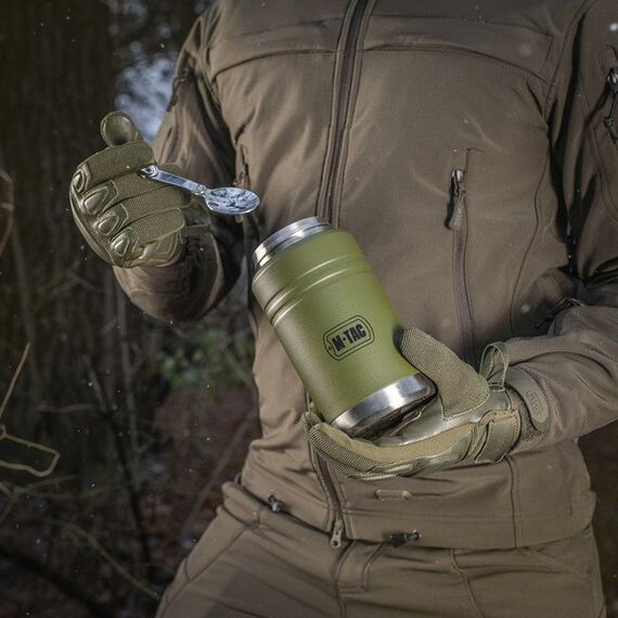 M-Tac UN-R02-750A Food thermos with foldable stainless steel spoon, 750 ml, olive green - Various - Coffee & Beverages - Techbox