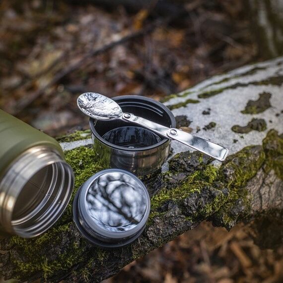 M-Tac UN-R02-750A Food thermos with foldable stainless steel spoon, 750 ml, olive green - Various - Coffee & Beverages - Techbox