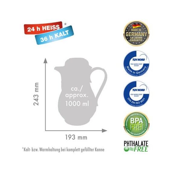 ROTPUNKT 330-16-04-0 vacuum flask 1 L Cherry - Various - Coffee & Beverages - Techbox