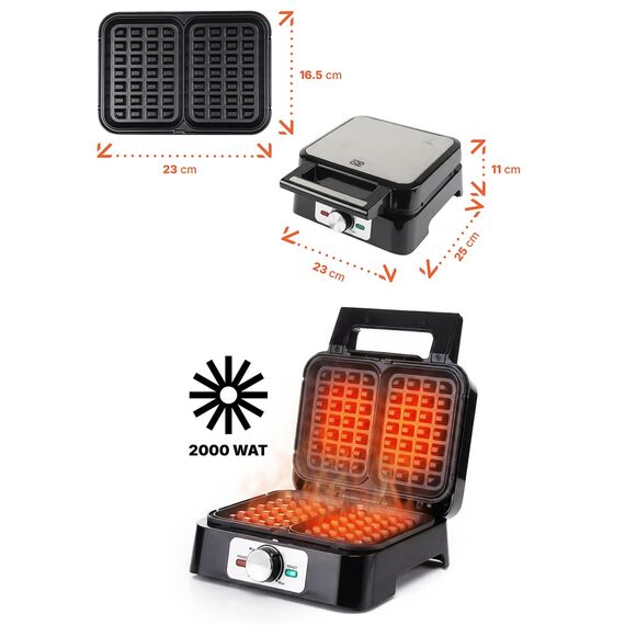 PROMIS Waffle Maker for 2 Waffles - Crepe & Waffle Makers - Breakfast & Sweets - Techbox