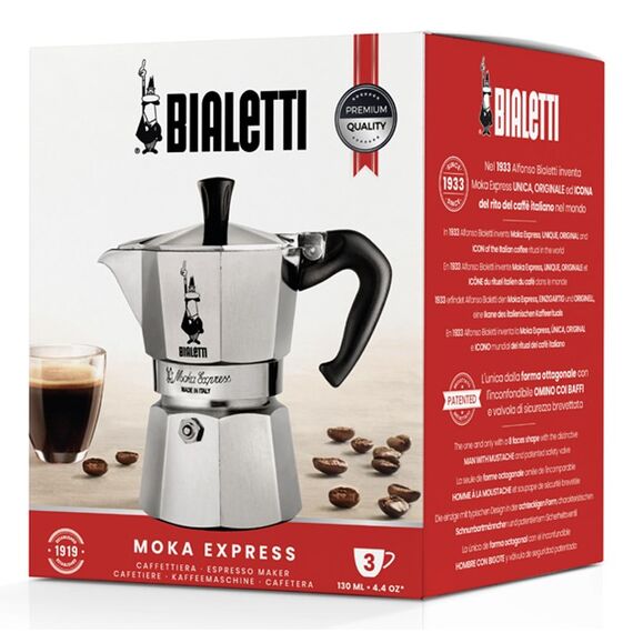 Bialetti Moka Express Moka pot 0.2 L Aluminium, Black - Coffee Machines - Coffee & Beverages - Techbox