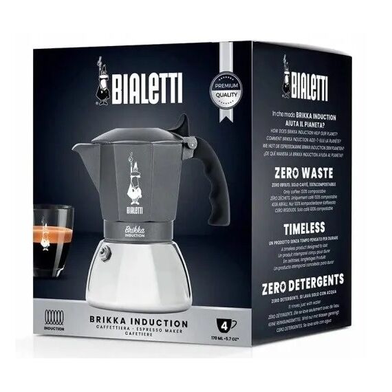 Coffee maker BIALETTI BRIKKA INDUCTION 4TZ 180 ml Anthracite, Silver - Coffee Machines - Coffee & Beverages - Techbox