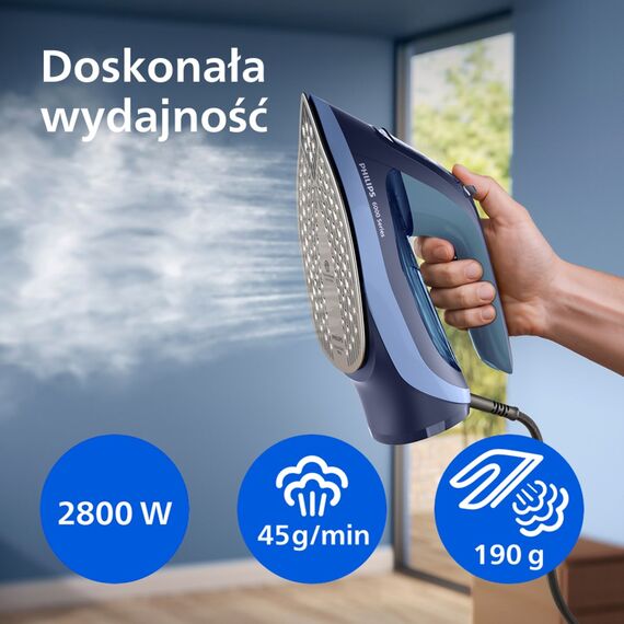 Philips 6000 series DST6120/20 iron Steam iron SteamGlide Plus soleplate 2600 W Blue | Techbox