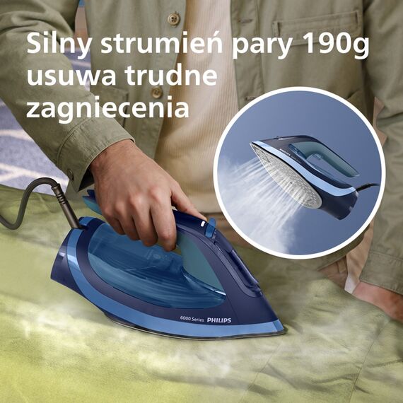 Philips 6000 series DST6120/20 iron Steam iron SteamGlide Plus soleplate 2600 W Blue | Techbox